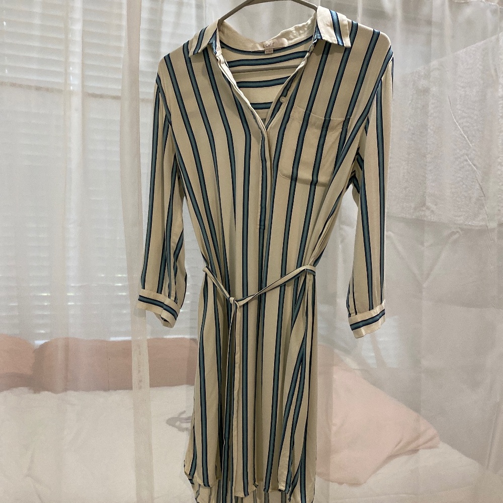 Ann Taylor Loft button up striped dress